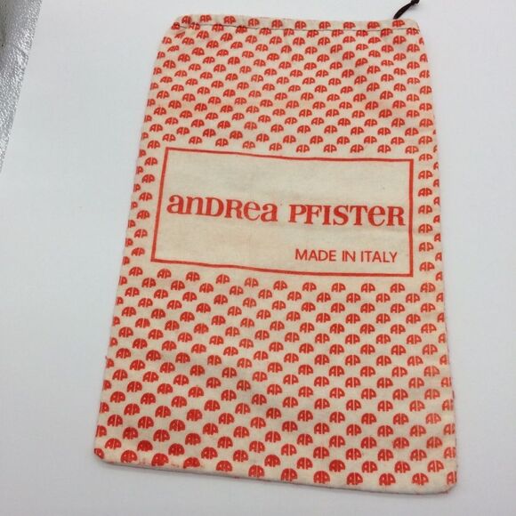 Andrea Pfister Cream and Orange Flannel Drawstring Dust Bag - Picture 1 of 6